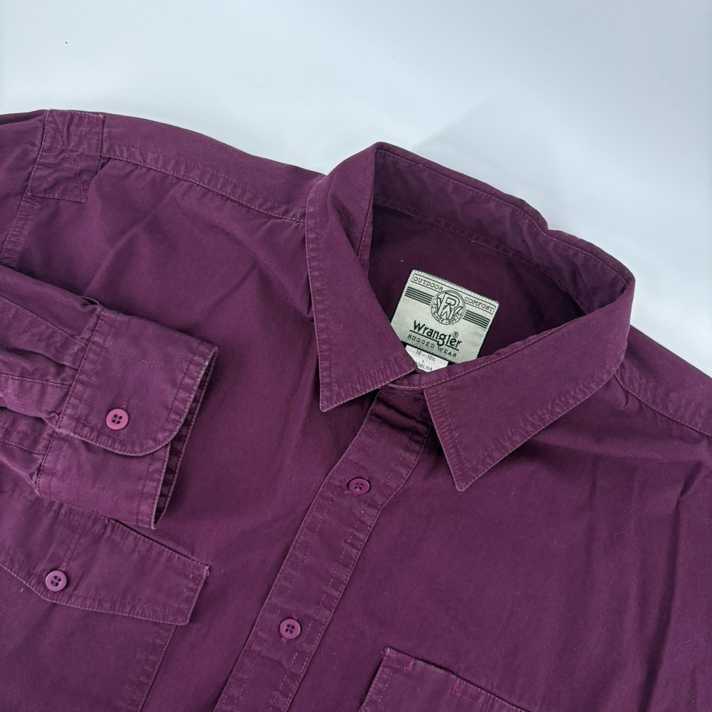 Vintage Wrangler Shirt Mens Large Red Rugged Wear‎ Western 90s Distressed